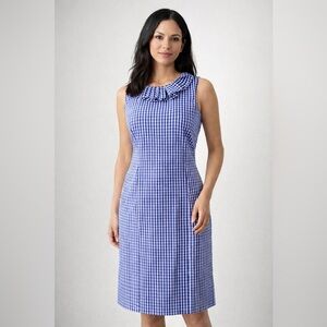 Talbots Petites Blue White Gingham Sleeveless Dress Size 2P NWT
